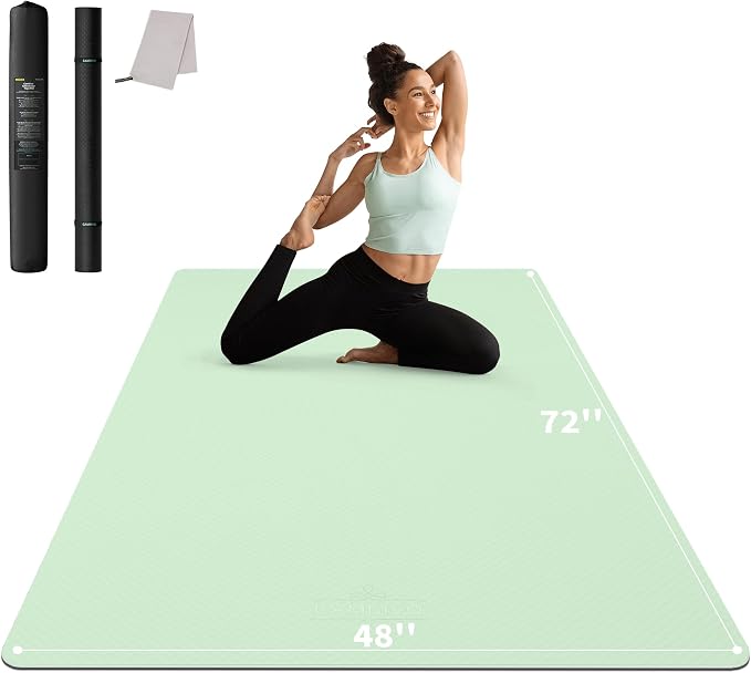 CAMBIVO 72''x48'' Large Yoga Mat, Extra Thick TPE Workout Mat | extra large exercise mat, non-slip TPE cushioning for joint relief, pilates stretching, apartment noise dampening