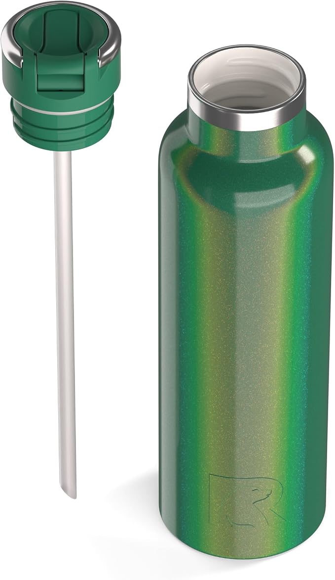 RTIC 20oz Journey Water Bottle, Ceramic Lined, Pine Tree Glitter | Stainless Steel Metal, Insulated for Hot and Cold Drinks, Sports, Travel and Camping