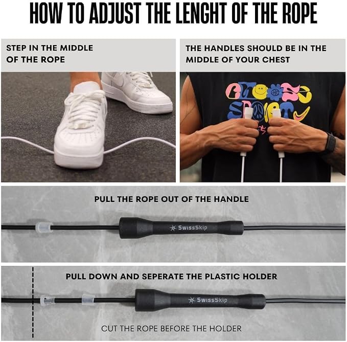 Swissskip Speed Jump Rope by Dayan Kolev, 5mm PVC Skipping Rope, Great for Beginners and Advanced Athlets, Designed for Fitness, Cardio, Boxing & CrossFit, Adjustable length with Unbreakable Handles