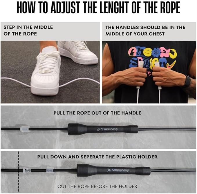 Swissskip Speed Jump Rope by Dayan Kolev, 5mm PVC Skipping Rope, Great for Beginners and Advanced Athlets, Designed for Fitness, Cardio, Boxing & CrossFit, Adjustable length with Unbreakable Handles