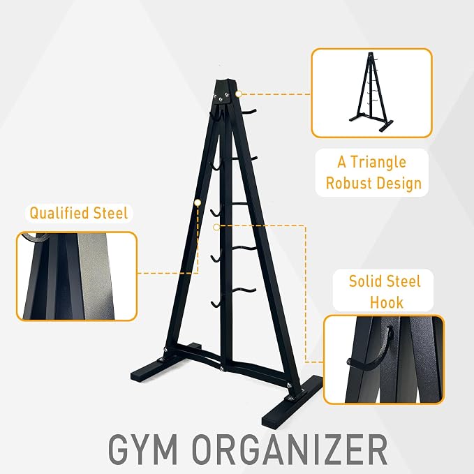 BLUSLM Wall Mounted Lat Pull Down Bar Organizer with Hooks, Home Gym Storage Rack for Lat Pulldown Attachments, Cable Attachments Rack for Gym Accessories