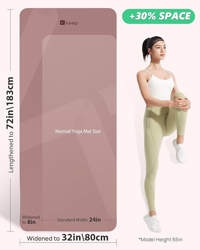 KEEP Extra Wide Yoga Mat, 7mm Thick 72" x 32" Exercise Mat | 7mm thick Extra wide yoga mat with carry strap for home workout, yoga, exercise and Pilates