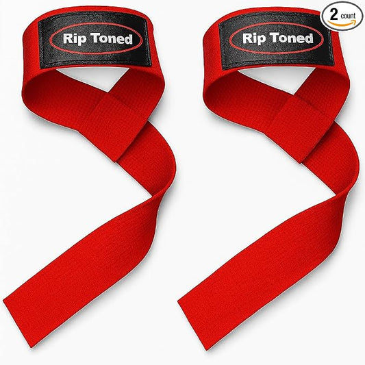 Rip Toned Lasso Lifting Straps for Weightlifting, 23¼" Padded | 1 Pair, cotton, non-latex neoprene. No break-in. Quick release. Deadlifts, rows, shrugs, pull-ups. Machine washable.