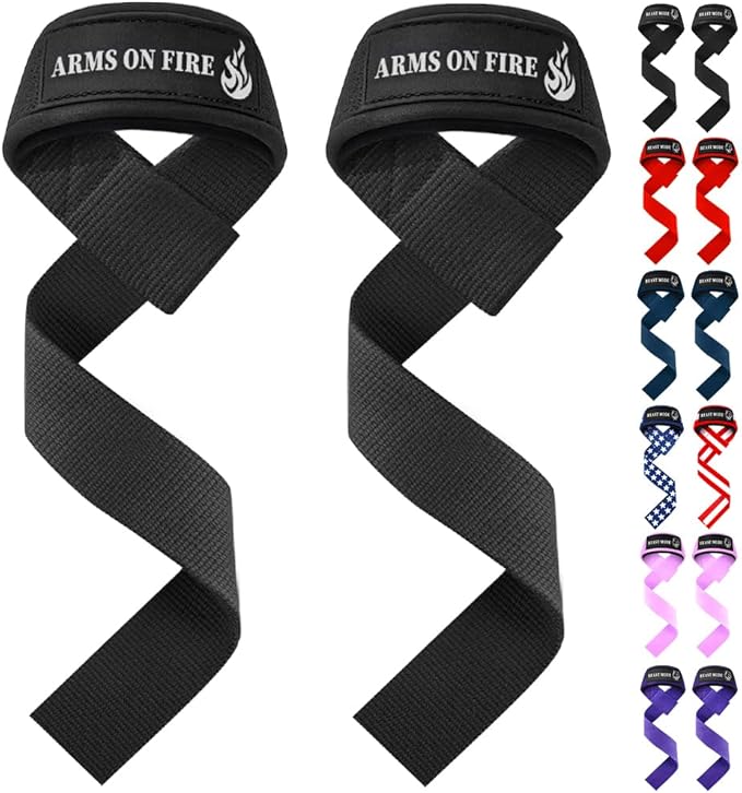 TECEUM Neoprene Padded Cotton Lifting Straps for Weightlifting, 1 Pair