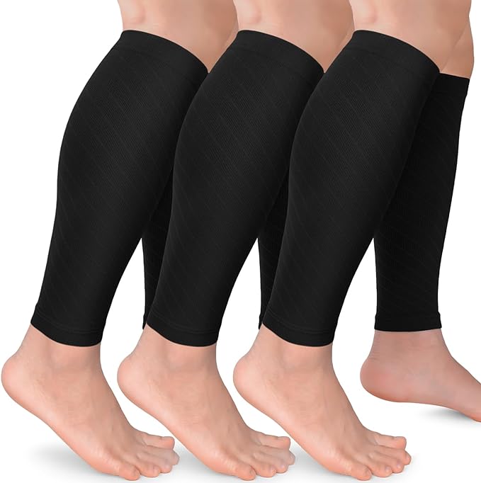 CTHH Calf Compression Sleeve for Men & Women Footless Compression Socks | 3 Pairs Graduated Compression Leg Sleeve Support for Shin Splints Pain Relief Running Flying Cycling Fitness Nurse