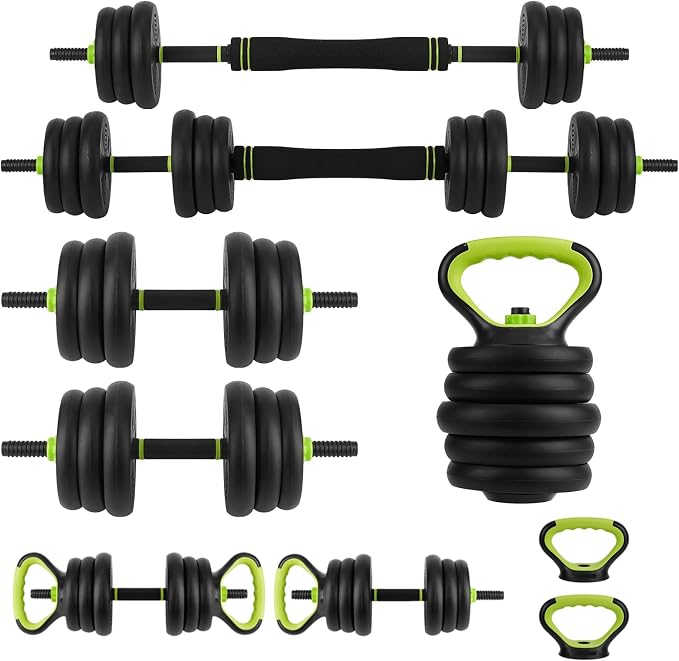 66/88Lbs Adjustable Weights Dumbbells Set for Home Gym, 4-in-1 Free Weights Set with Connector, Used As Push Up Stand, Adjustable Barbell, Kettlebells, Weights for Men & Women, Non-Slip Grip, Space-Saving
