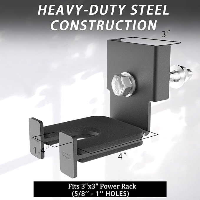 Rack-Mounted Olympic Barbell Holder for 2x2 & 2x3 Power Racks, No Drilling Required – Heavy-Duty Steel Storage with Protective Padding, Space-Saving Gym Equipment