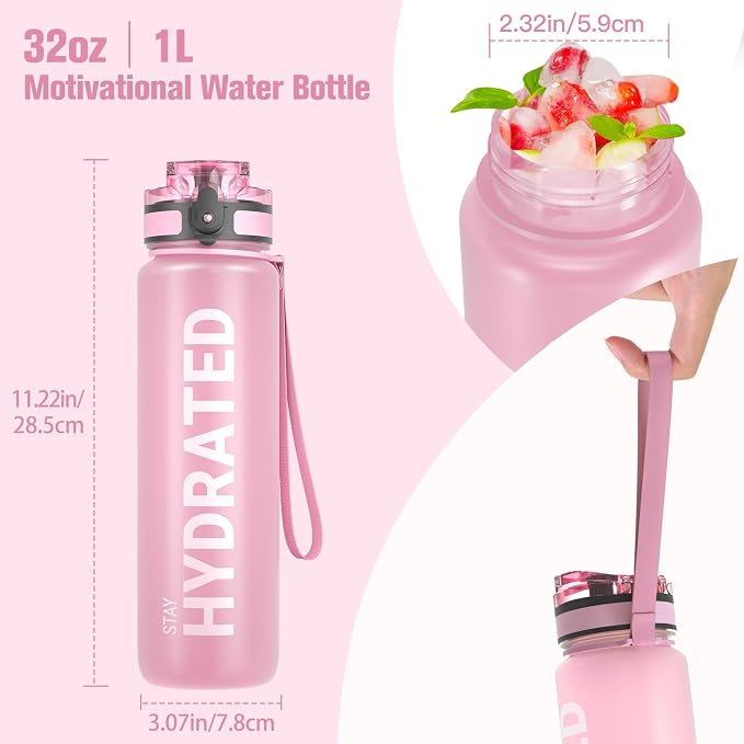 Sahara Sailor Water Bottle 32oz, Durable and Leakproof Water Bottles Motivational with Time Marker, Tritan, BPA Free, Wide Mouth with Easy Clean Brush for Gym, Travel, Home, School, Office (1 Bottle) | Bpa Free, Leakproof Wide Mouth With Fast Flow Lid ...