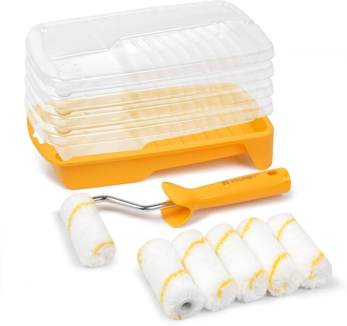 Voomey Paint Roller Kit, 2 Inch Microfiber Paint Roller Covers, 12 Pack | Small Paint Rollers with Tray and Roller Frame for Touch Up Painting Wall, Door, Cabinet