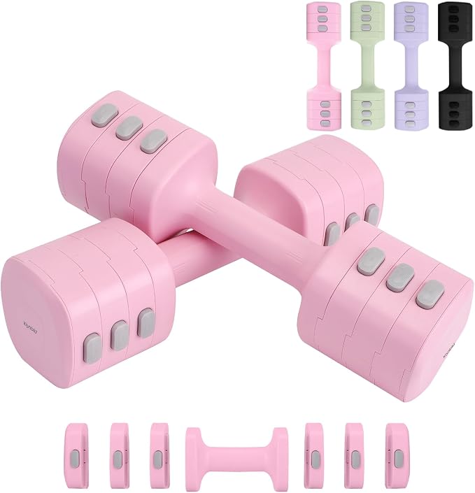 kisnbld Adjustable Dumbbell Set, 2-in-1 Dumbbells & Kettlebell,Hand Weights | 2.2-5.5lb Each Free Weights for Women Beginners with Fast Adjustment,Weights Set for Home Gym & Outdoor Exercise Training