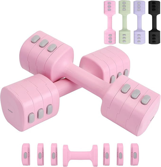kisnbld Adjustable Dumbbell Set, 2-in-1 Dumbbells & Kettlebell,Hand Weights | 2.2-5.5lb Each Free Weights for Women Beginners with Fast Adjustment,Weights Set for Home Gym & Outdoor Exercise Training