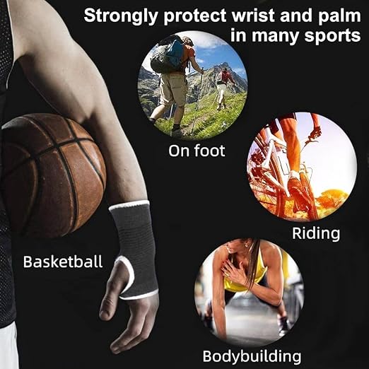 Palm Brace Wrist Compression Sleeves, Everyday Use Wrist Brace, Compression Carpal Tunnel for Wrist Pain Relief, Fitness Gloves, Sports compression Glove, Wrist guard for Men and Women (White edged Black)