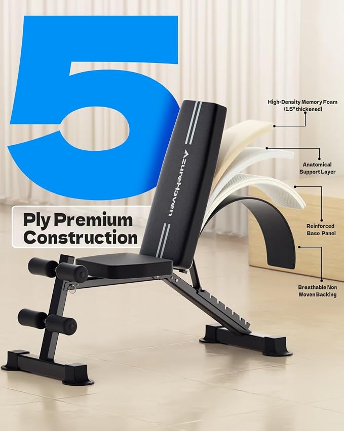 Adjustable Weight Bench, Foldable Incline Decline Flat Workout Bench for Home Gym Full Body Dumbbell Exercise, 660LBS Capacity
