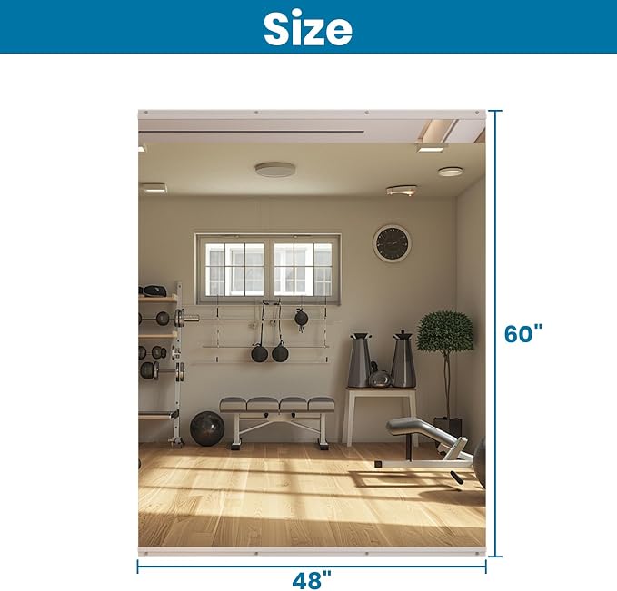 LOVMOR Home Gym Mirror 60"x48" 1 Pack, Wall Mounted Frameless Home Decor Mirror, Full Length for Yoga Dancing Room Living Room Bathroom
