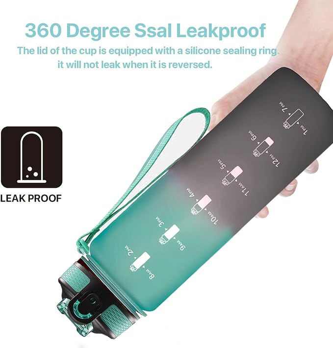 EYQ 32oz Water Bottle with Straw, Time Marker, Blue Purple | Blue Purple Tritan, BPA Free, Time Marker, Leakproof Lock Lid, Wide Mouth, for Gym, School, Office and Travel