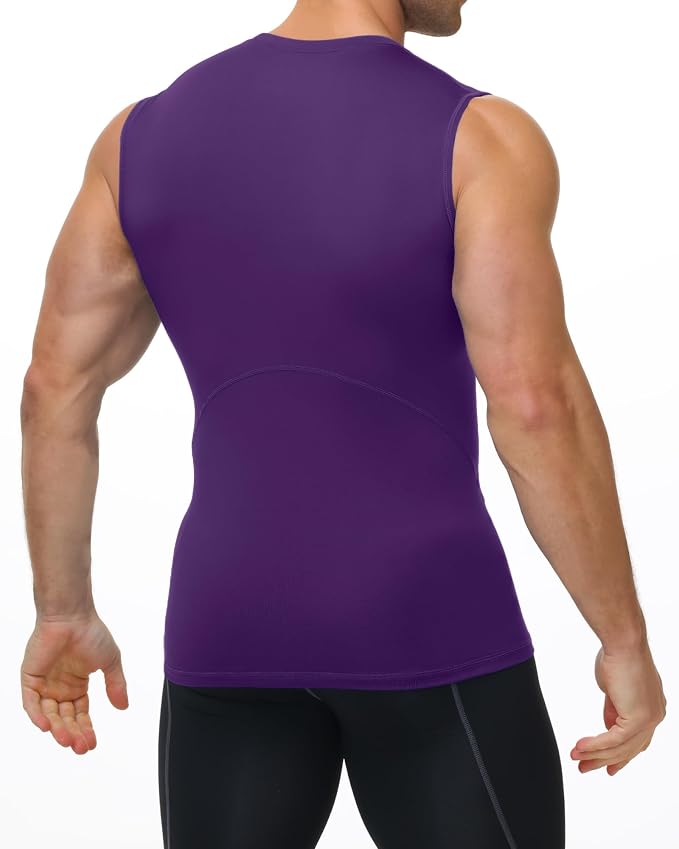 Mens Sleeveless Compression Shirt Athletic Workout Tank Top Quick Dry Muscle Base Layer Undershirt Gym Running