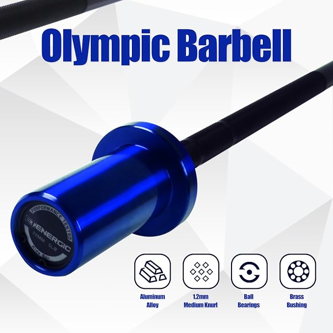 4FT 5LB Aluminum Kids Barbell, 70LB Capacity | Youth training bar with 22mm knurled grip, bearings, brass bushings, and 2-inch Olympic plate compatibility