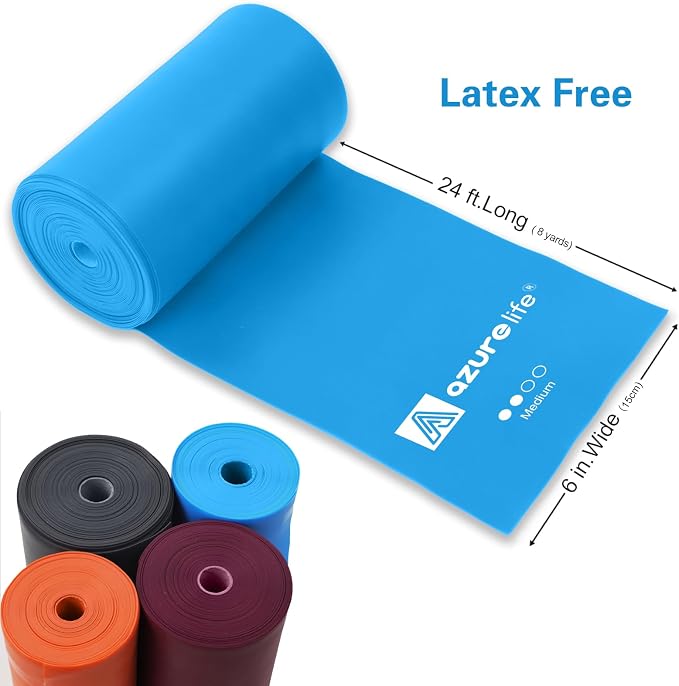 A AZURELIFE Professional Individual Exercise Resistance Bands, Single 5, 6,7 Ft or 8 Yards Elastic Bands, Non-Latex Stretch Bands for PT, Yoga, Pilates, Rehab, at-Home or The Gym Workouts