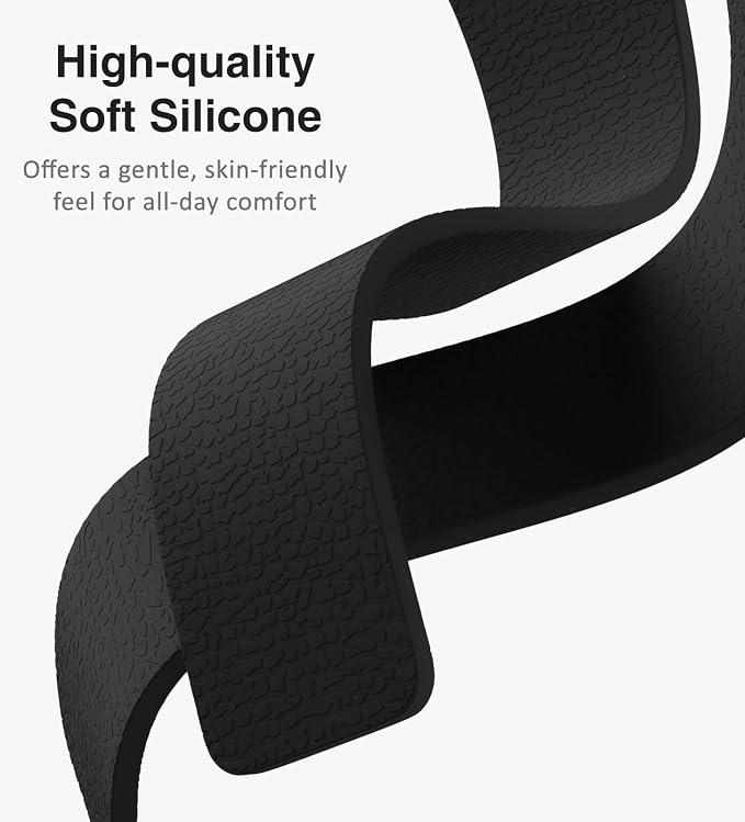 Magnetic Silicone Band Compatible with Apple Watch Band 42mm 41mm 40mm 38mm Series 11 10 9 8 7 6 5 4 3 & SE 3/2/1 Strong Magnetic Clasp, Waterproof & Adjustable (Black)