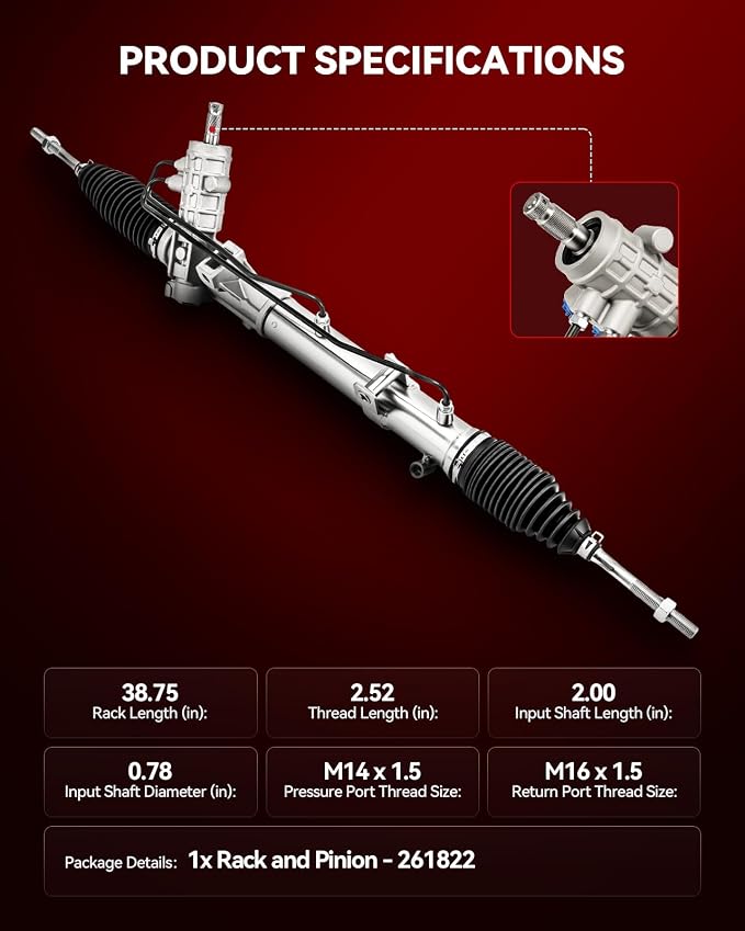 Torchbeam Power Steering Rack & Pinion Assembly Fit for 328i, 325i, 318i, M3, 328is, 325is, 318is, 323i, Z3, 323is, 318ti, Hydraulic System Steering, Replaces OEM 26-1822