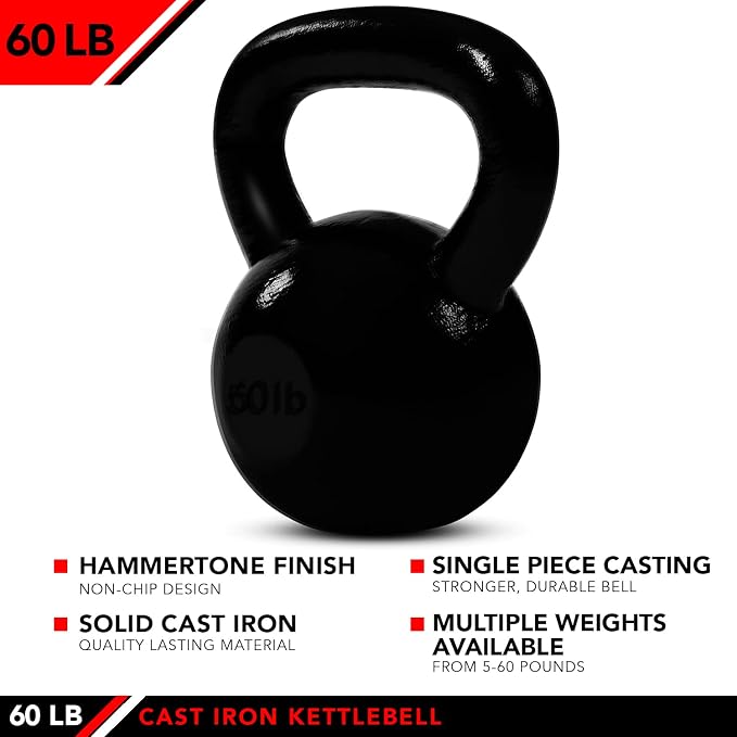 JFIT Cast Iron Kettlebell – Single Weight, Flat Bottom, Polished Handle | Men & Women | CrossFit, Cardio & Strength Training