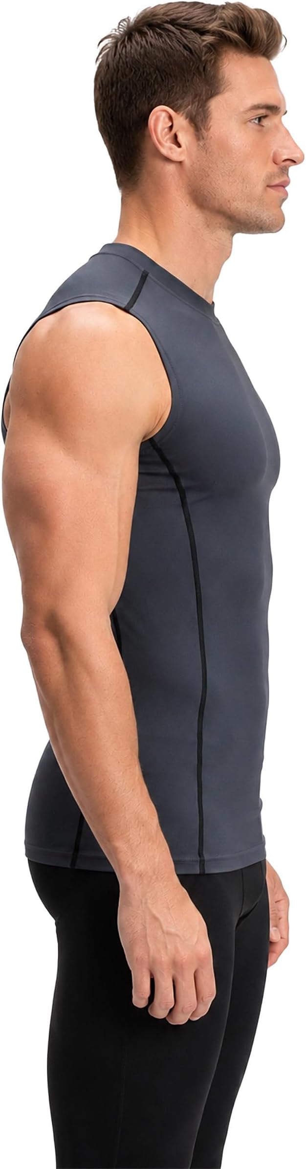 DEVOPS 3 Pack Men's Compression Shirts Sleeveless Tank Top Baselayer | Gym Training, Running, Moisture Wicking, Compression Fit, 4-Way Stretch, UPF 50+, Sleeveless