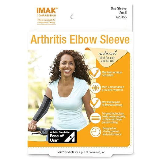 IMAK Compression Arthritis Elbow Sleeve - Elbow Support for Arthritis, Joint Pain & Circulation - Arm Compression Sleeve for Men & Women - Medium