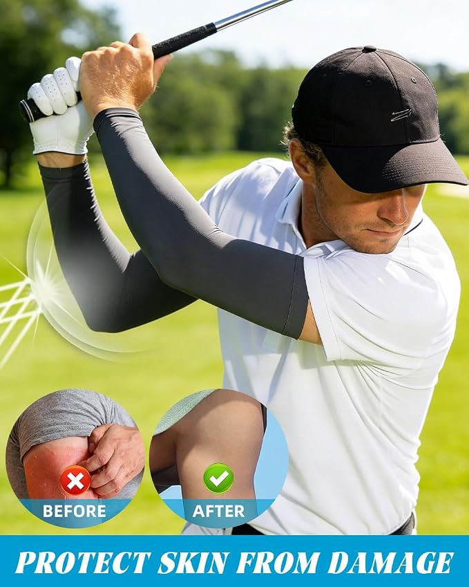 BHYTAKI Cooling Compression Arm Sleeves for Men Women,UPF50 UV Sun Protection Sleeves for Work Sport Tattoo Cover Up