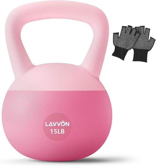 Soft Kettlebell - Cushioned Impact-Resistant Base and Anti-Slip | Kettle bell Anti-Slip Grip Weight for Home Workouts, Safe Strength Training Kettlebells Sets for Women& Men - Non-Slip Gloves