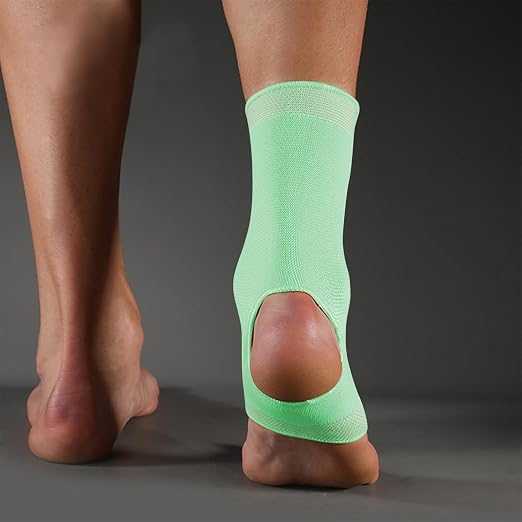 SPOTBRACE Ankle Brace Compression Sleeve, Ankle Support For Women Men 2Pack | Elastic, Open Heel, Green, Breathable, Thin, Soft, Foot Compression Sock Wrap for Swelling, Plantar Fasciitis, Sprain, Size L