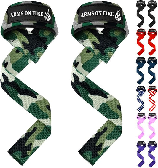 TECEUM Neoprene Padded Cotton Lifting Straps for Weightlifting, 1 Pair