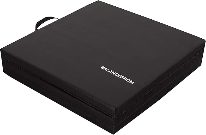 BalanceFrom 6x2 Feet 3-Panel Folding Gymnastics Mat – 1.5-Inch Thick Pad with Vinyl Surface and Carrying Handles for Tumbling, Yoga, Pilates, Home Workouts, and Martial Arts