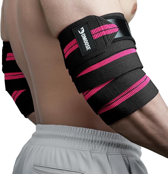 DMoose Fitness Elbow Wraps for Weightlifting (Pair) - 40'' Adjustable Strap for Gym Workout & Bench Press, Compression Elbow Sleeves for Tendonitis, Joint Support, Powerlifting & Deadlifts