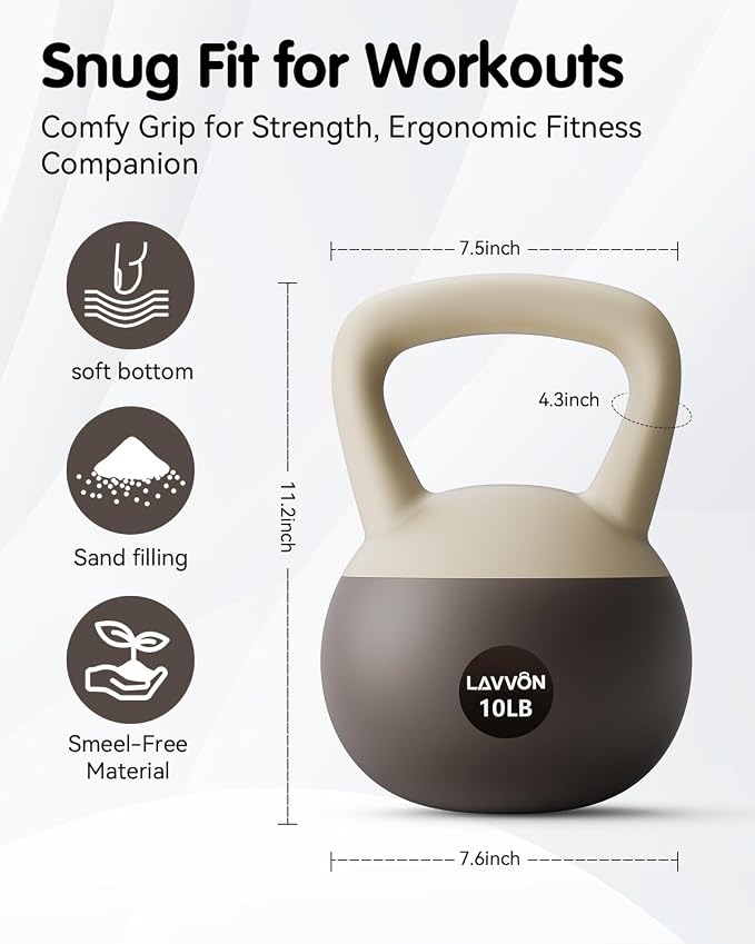 Soft Kettlebell - Cushioned Impact-Resistant Base and Anti-Slip | Kettle bell Anti-Slip Grip Weight for Home Workouts, Safe Strength Training Kettlebells Sets for Women& Men - Non-Slip Gloves