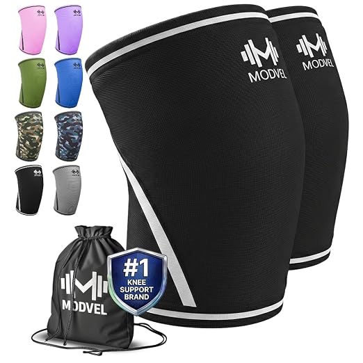Modvel 7mm Neoprene Knee Sleeves for Men & Women Weightlifting & Powerlifting – Compression Knee Sleeve Support for Squats, Gym, Training – USPA, IPL Approved – Small Black/white (Pair)