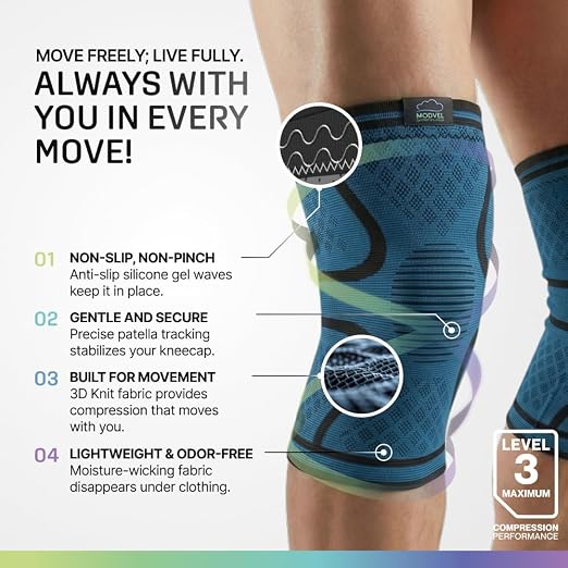 Modvel 2 Pack Knee Brace for Women - Knee Support for Walking, Knee Compression Sleeves for Pain Relief, Knee Sleeves for Women, Knee Brace for Sports, Workouts & Arthritis