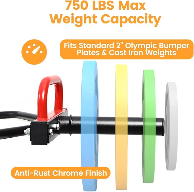 Olympic Trap Bar, Hex Deadlift Bar for 2 Inch Weight Plates, Heavy Duty Shrug Barbell with Raised Handles, 750 lbs Max Capacity Strength Training Equipment for Men, Women and Beginners