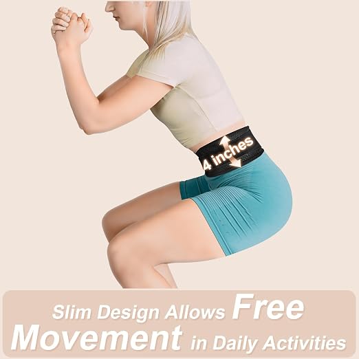 Slim & Narrow Back Brace for Lower Back Pain Women and Men, Lightweight & Thin Back Support Belt for Sciatica, Herniated Disc Relief, Breathable Lumbar Support Belt with Dual Adjustable Compression-XS