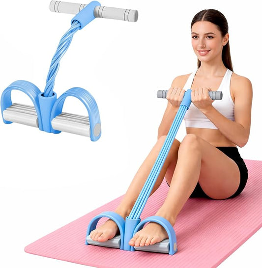 2026 New 8-Tube Pedal Resistance Band with Handles, Multifunction Foot Pedal Tension Rope Fitness Equipment, Natural Rubber Exercise Puller for Abs, Arms, Waist & Leg Training