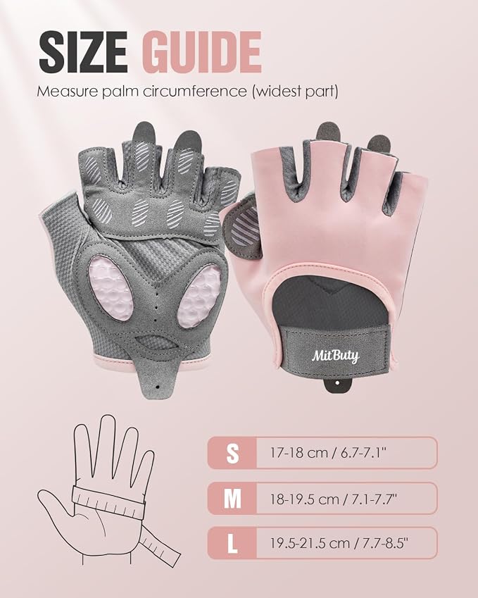 Workout Gloves for Men & Women – Fingerless Gym Gloves for Weight Lifting, Crossfit, Fitness, Exercise & Training with Silicone Grip Dots for Secure Hold & Palm Padding Protection