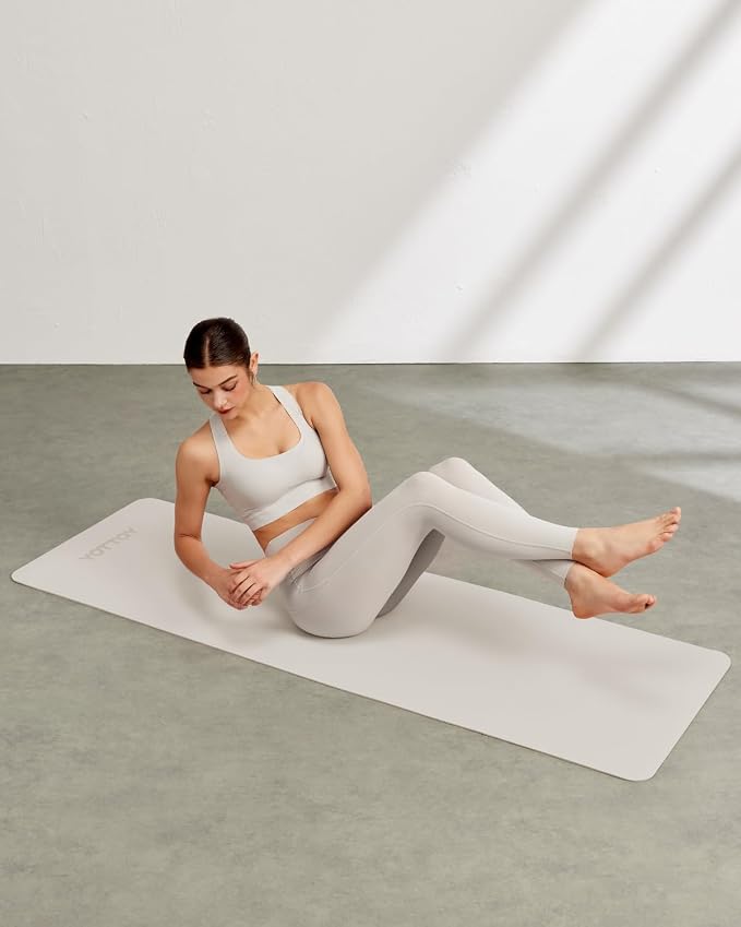 Yoga Mat,Non-Slip TPE Exercise Mat(1/4 Inch) for Pilates, Fitness & Barefoot Workouts, Home Gym Studio with Strap & Bag