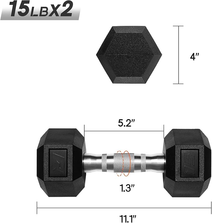 RitFit 5-650 LBS PVC Hex Dumbbell Sets with Optional Rack for Home Gym | PVC Coated Anti-Roll Hex Design, Chrome Handle with Ergonomic Grip, Full Body Strength Training with Optional Rack