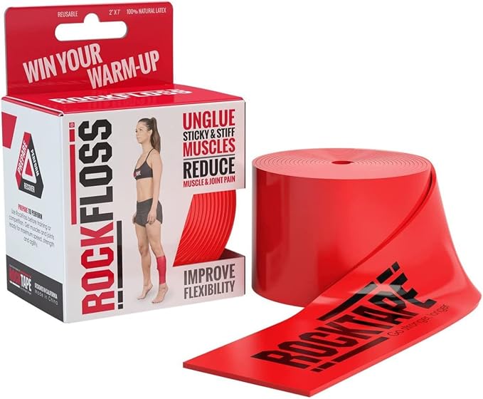 Rocktape RockFloss Tack Mobility Band, Compression Muscle Recovery, Floss for Muscle Soreness, 2" & 4" Width, Red