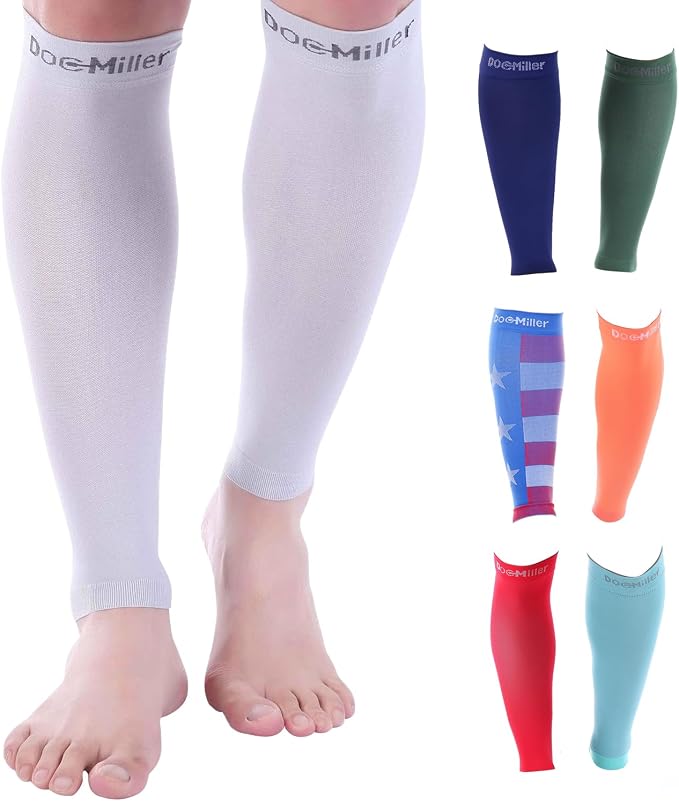 Doc Miller Compression Calf Sleeve for Men & Women, 20-30mmHg | Graduated Support for Running, Shin Splints, Calf Strain, Knee High, Small to 6XL Plus Size