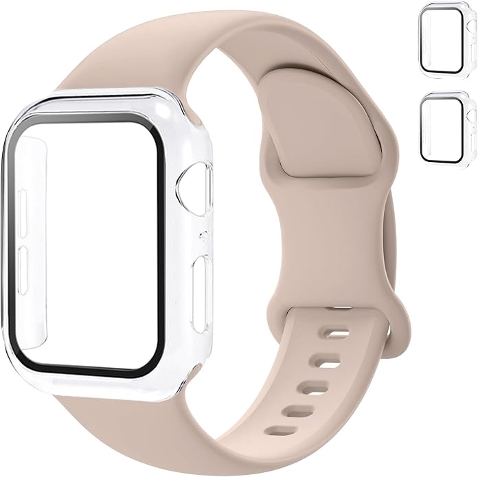 Sport Band and Case for Apple Watch Band 40mm 44mm 46mm 42mm 41mm 45mm 38mm iWatch Bands for Women/Men,Silicone Waterproof Strap with Cover Combo for Apple Watch Series 11 10 9 8 7 6 5 4 SE Ultra/2 3