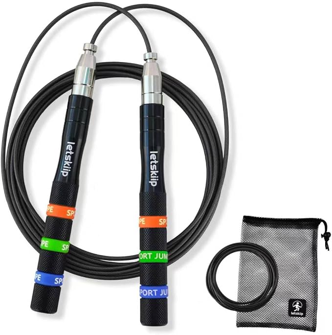 Self-Locking Aluminum Speed Jump Rope, 2 Cable Set