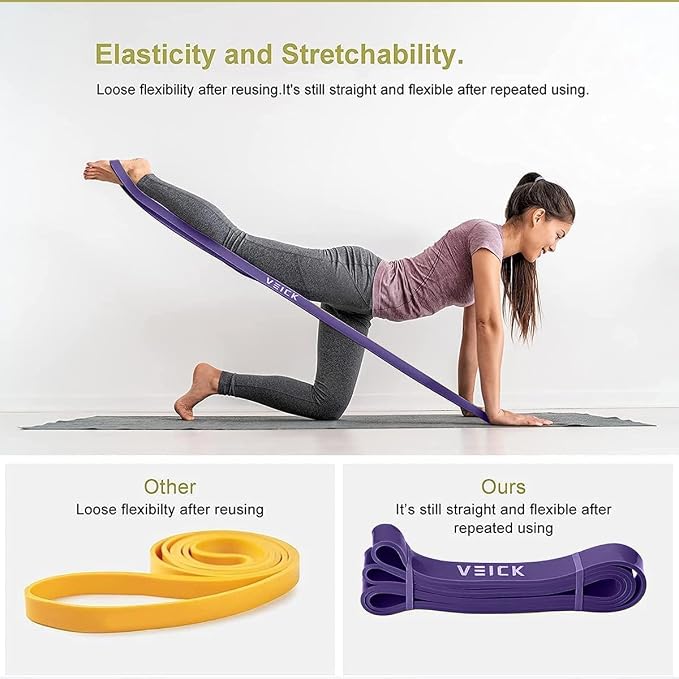 VEICK Pull Up Assist Resistance Bands for Home Gym | 100% Natural Latex, Non Slip Leather Texture, Space Saving, Versatile for Full Body Training, Home Gym
