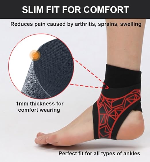 SUJAYU 2 Pack Ankle Brace & Elastic Supports for Men & Women, Ankle Support Ankle Compression Sleeve, Plantar Fasciitis Relief Achilles Tendonitis Brace Achilles Tendonitis Wrap (Pink, L/XL)
