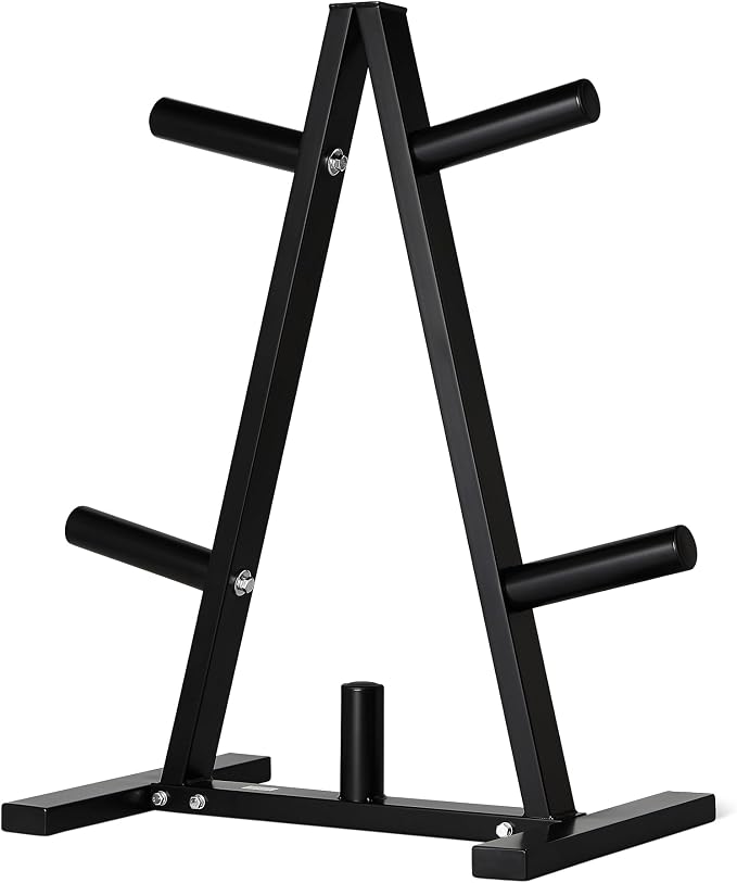 Amazon Basics Weight Plate Tree Rack, Durable Steel, Space-Saving Vertical Design for Home Gym