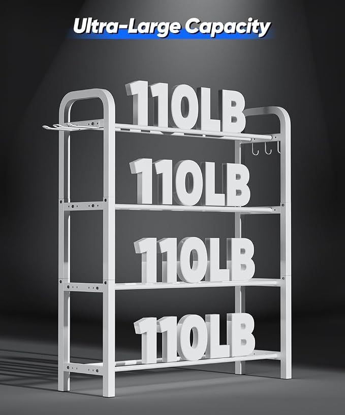 Adjustable Dumbbell Rack, Weight Storage Stand Holder for Dumbbells & Kettlebells, Heavy-Duty Home Gym Organizer with 6 Hook for Home Gym Equipment Accessories (Rack Only)